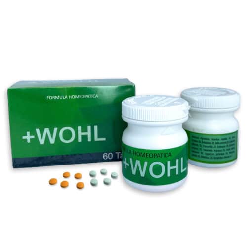 Wohl packaging showing box, bottles and tablets
