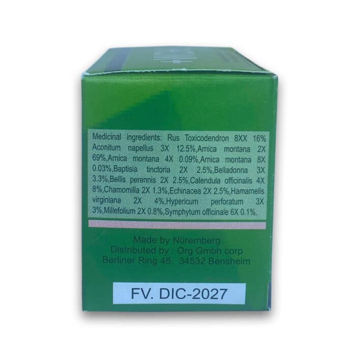 Packaging showing the ingredients for the orange tablet